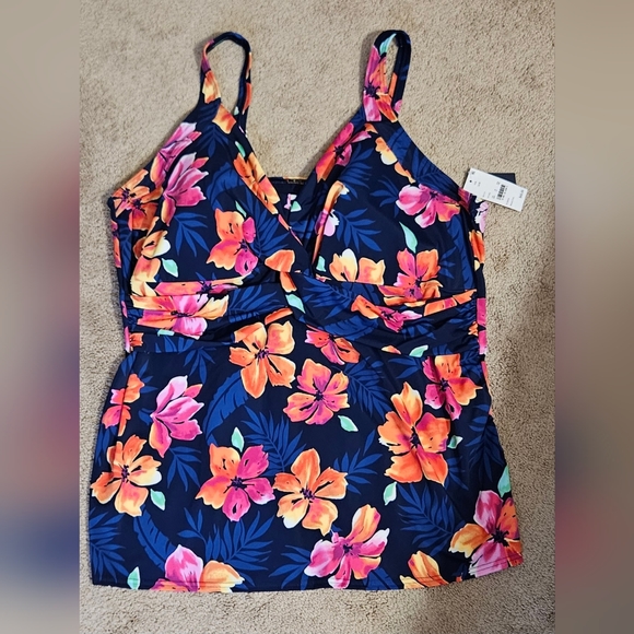 Lands' End | Swim | New Lands End Navy And Pink Floral Tankini Size 26w ...